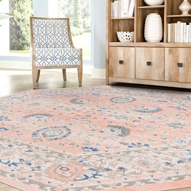 Powder Pink 7' x 7' Whitney Octagon Area Rug