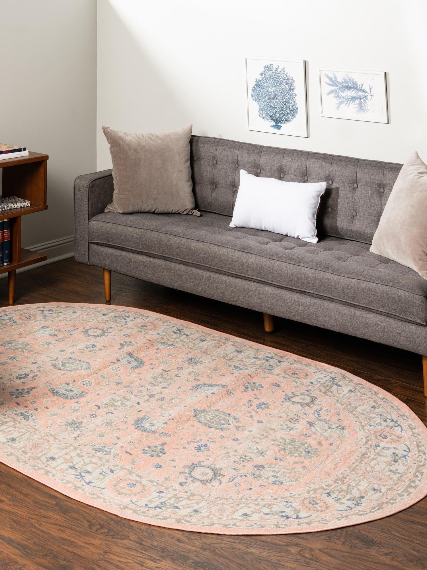 Powder Pink 5' 3 x 8' Whitney Oval Area Rug