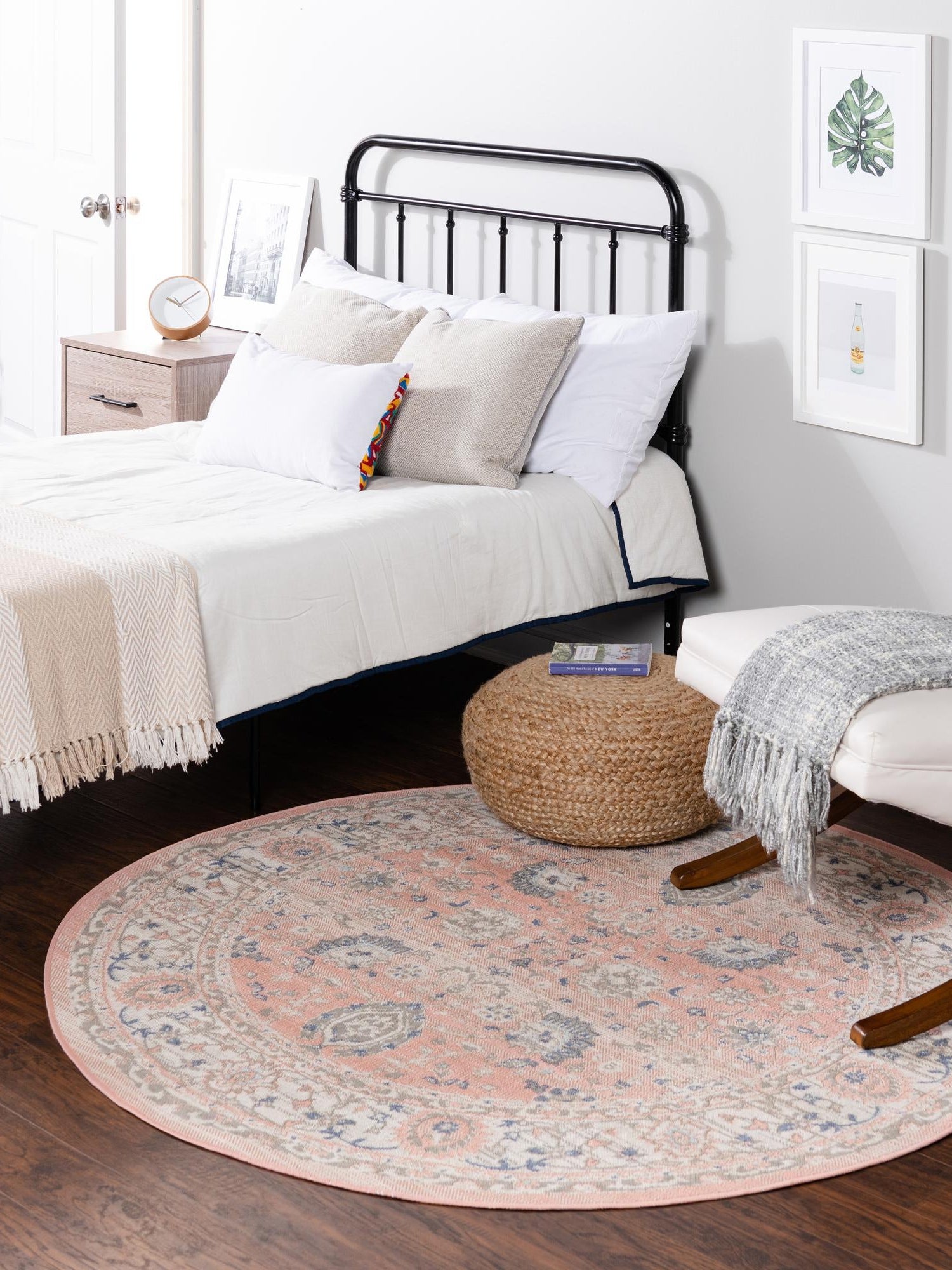 Powder Pink 3' 3 x 3' 3 Whitney Round Area Rug