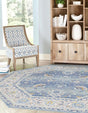 French Blue 7' x 7' Whitney Octagon Area Rug Classic Vintage Distressed Look Traditional Persian Inspired Carpet for Home Decor for Sale at Rug Engine