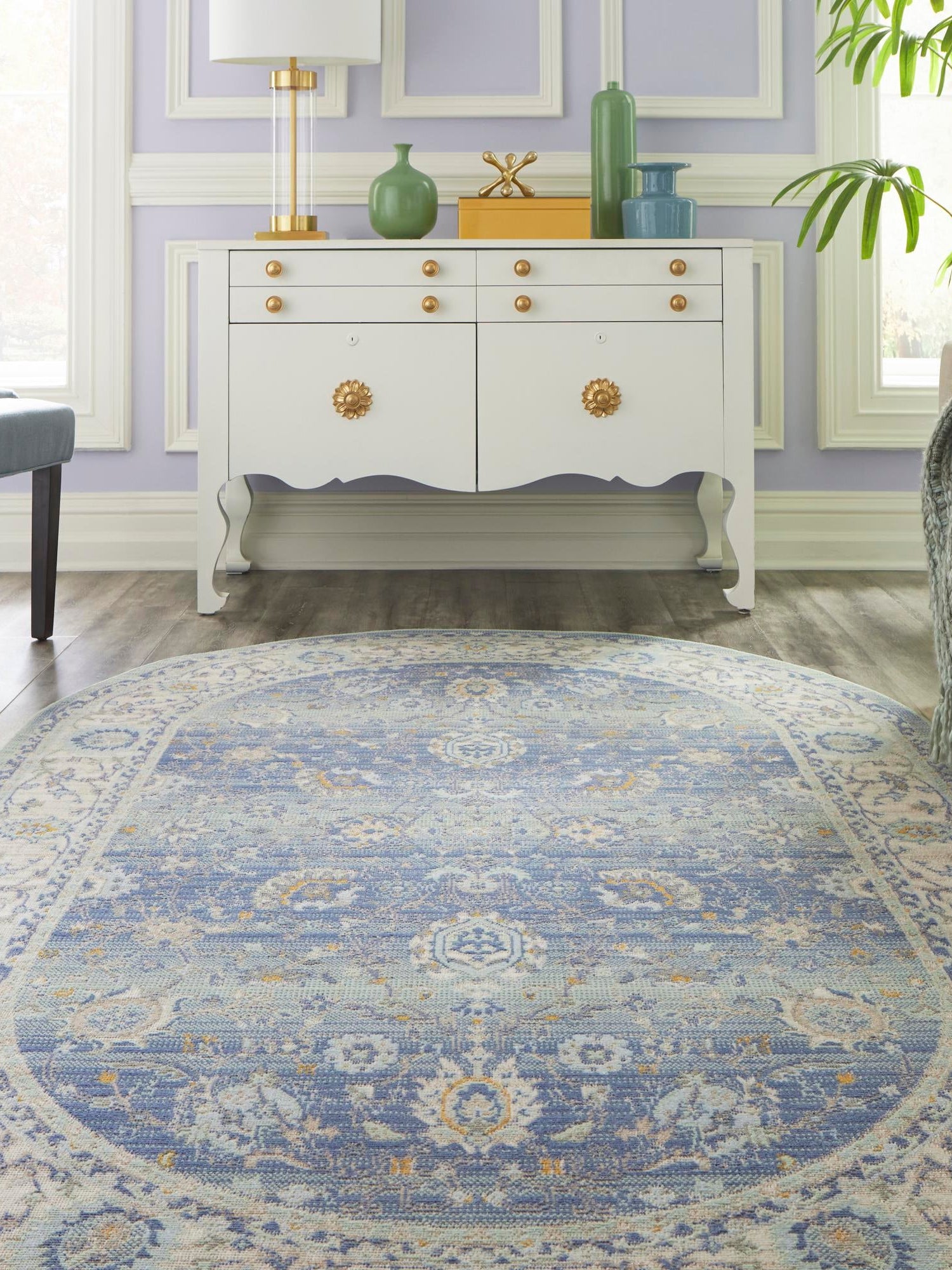 French Blue 5' x 8' Whitney Oval Area Rug