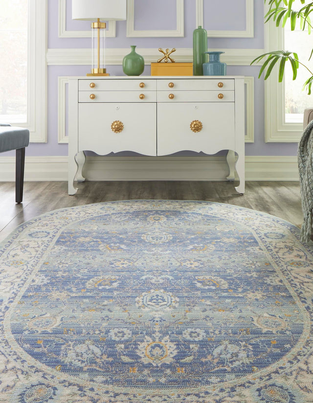 French Blue 5' x 8' Whitney Oval Area Rug