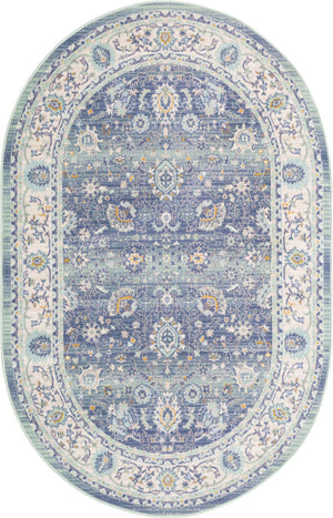 French Blue 5' x 8' Whitney Oval Area Rug