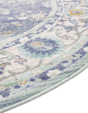 French Blue 7' 1 x 7' 1 Whitney Round Area Rug Classic Vintage Distressed Look Traditional Persian Inspired Carpet for Home Decor for Sale at Rug Engine