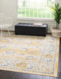 Tuscan Yellow 8' x 8' Whitney Square Area Rug Classic Vintage Distressed Look Traditional Persian Inspired Carpet for Home Decor for Sale at Rug Engine