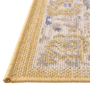 Tuscan Yellow 8' x 8' Whitney Square Area Rug Classic Vintage Distressed Look Traditional Persian Inspired Carpet for Home Decor for Sale at Rug Engine