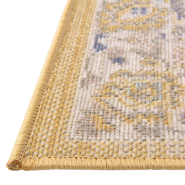 Tuscan Yellow 8' x 8' Whitney Square Area Rug Classic Vintage Distressed Look Traditional Persian Inspired Carpet for Home Decor for Sale at Rug Engine