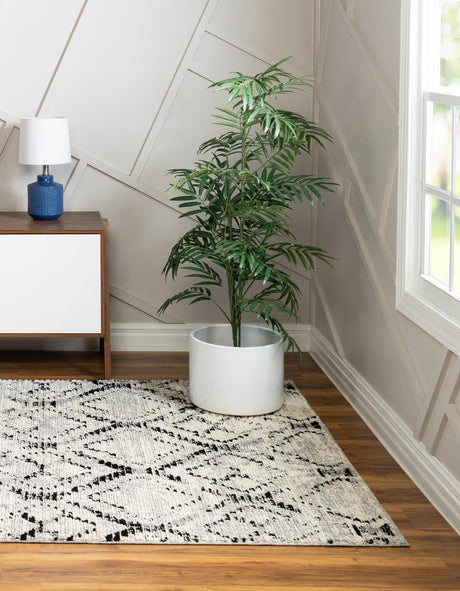 Ivory 4' x 6' Tucson Rectangle Area Rug 100% Polyester Unique Modern Carpet for Dining Rooms, Living Room, Bedrooms, Office Space for Sale at Rug Engine
