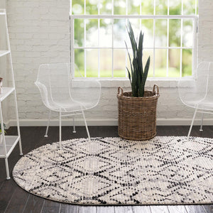 Ivory 4' x 6' Tucson Oval Area Rug 100% Polyester Unique Modern Carpet for Dining Rooms, Living Room, Bedrooms, Office Space for Sale at Rug Engine