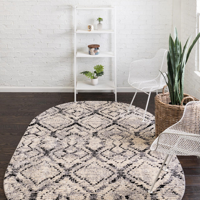 Ivory 8' x 10' Tucson Oval Area Rug 100% Polyester Unique Modern Carpet for Dining Rooms, Living Room, Bedrooms, Office Space for Sale at Rug Engine