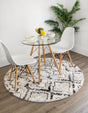 Ivory 5' x 5' Tucson Round Area Rug 100% Polyester Unique Modern Carpet for Dining Rooms, Living Room, Bedrooms, Office Space for Sale at Rug Engine