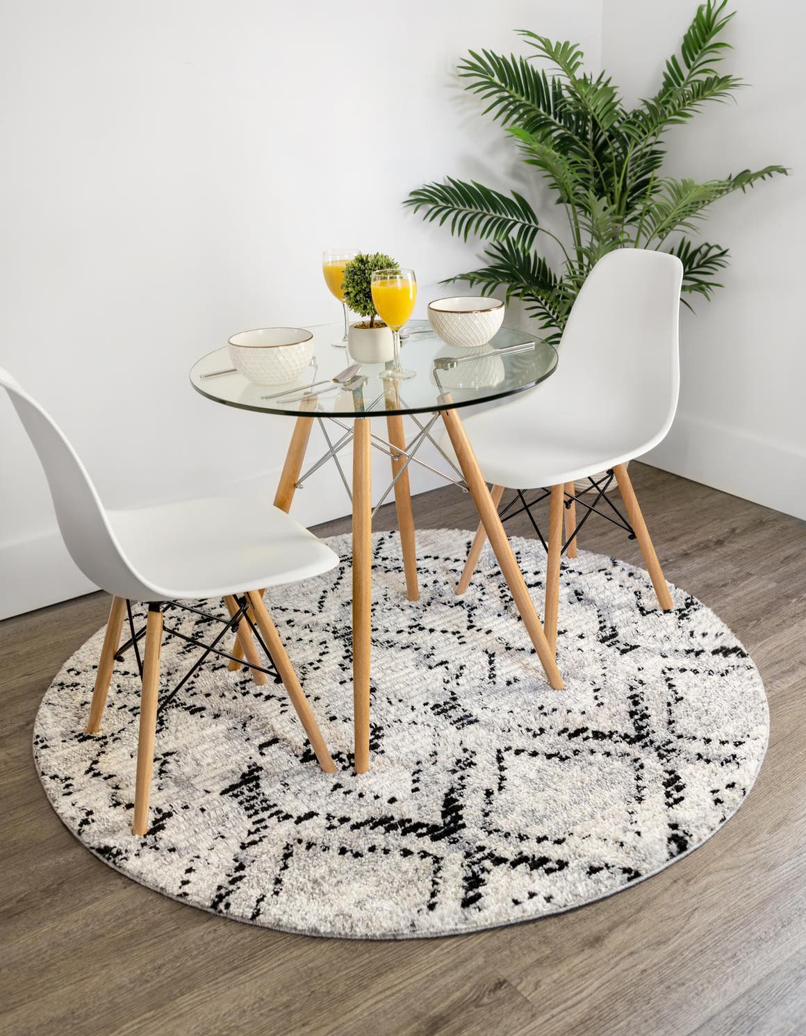 Ivory 3' x 3' Tucson Round Area Rug 100% Polyester Unique Modern Carpet for Dining Rooms, Living Room, Bedrooms, Office Space for Sale at Rug Engine