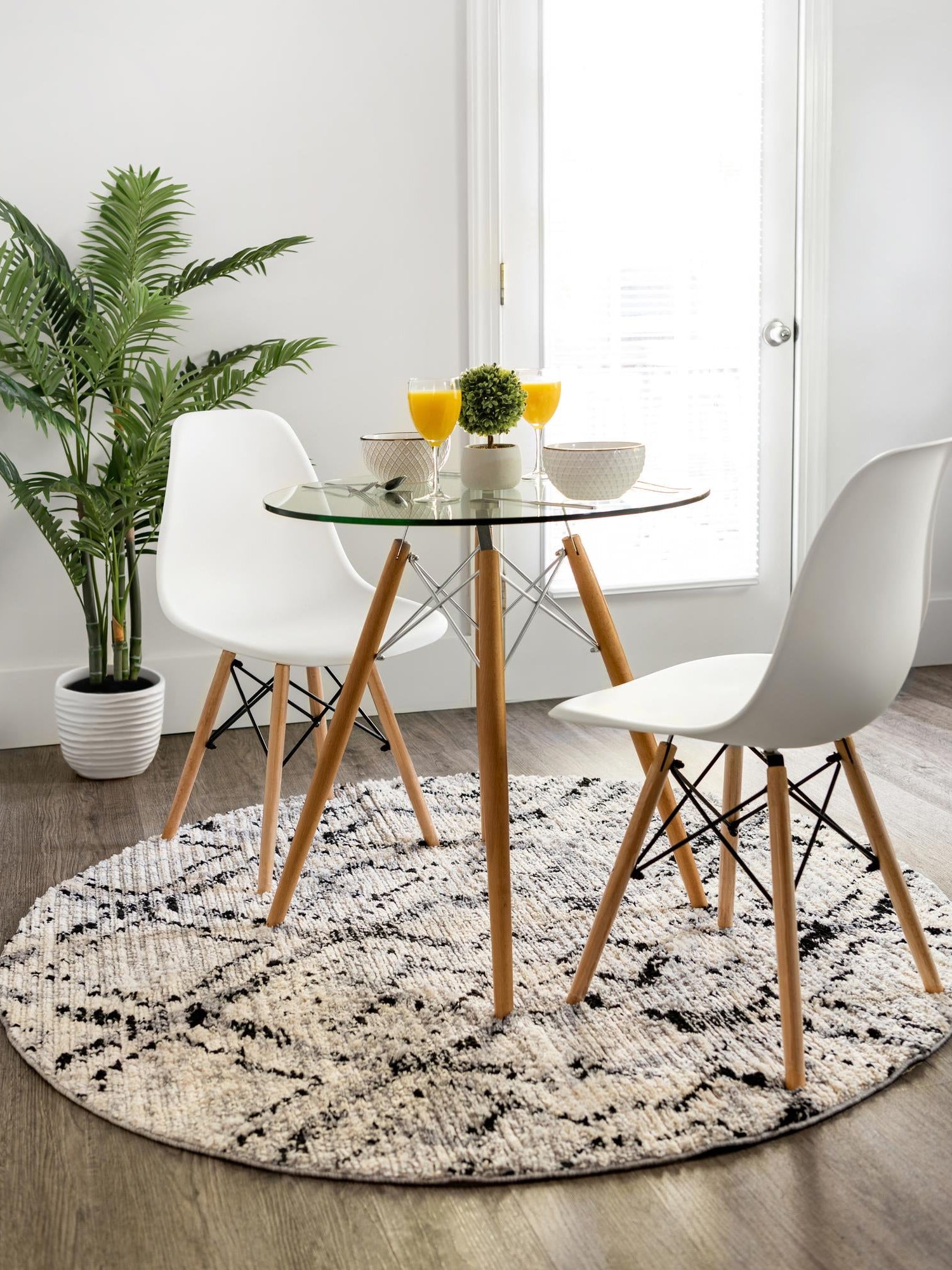 Ivory 5' x 5' Tucson Round Area Rug 100% Polyester Unique Modern Carpet for Dining Rooms, Living Room, Bedrooms, Office Space for Sale at Rug Engine