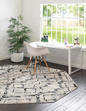 Ivory 4' x 4' Tucson Octagon Area Rug 100% Polyester Unique Modern Carpet for Dining Rooms, Living Room, Bedrooms, Office Space for Sale at Rug Engine
