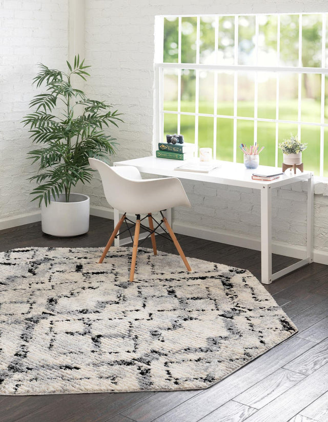 Ivory 4' x 4' Tucson Octagon Area Rug 100% Polyester Unique Modern Carpet for Dining Rooms, Living Room, Bedrooms, Office Space for Sale at Rug Engine