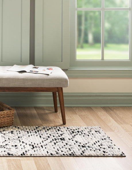Ivory 2' x 6' Tucson Runner Area Rug 100% Polyester Unique Modern Carpet for Dining Rooms, Living Room, Bedrooms, Office Space for Sale at Rug Engine