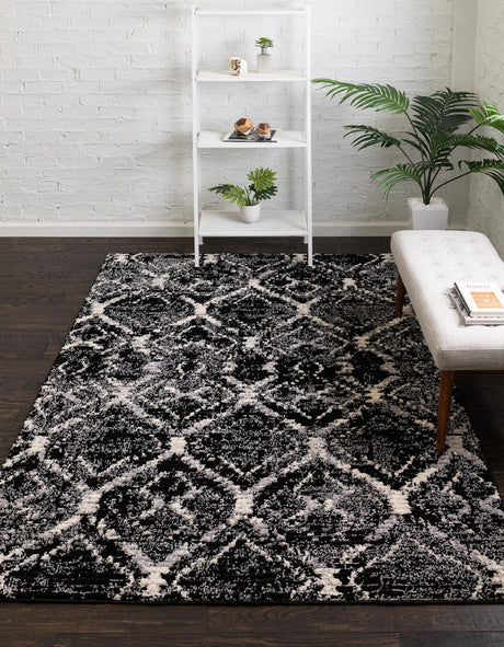 Black 2' x 3' Tucson Rectangle Area Rug 100% Polyester Unique Modern Carpet for Dining Rooms, Living Room, Bedrooms, Office Space for Sale at Rug Engine