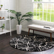 Black 7' x 7' Tucson Round Area Rug 100% Polyester Unique Modern Carpet for Dining Rooms, Living Room, Bedrooms, Office Space for Sale at Rug Engine