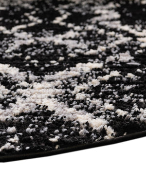 Black 7' x 7' Tucson Round Area Rug 100% Polyester Unique Modern Carpet for Dining Rooms, Living Room, Bedrooms, Office Space for Sale at Rug Engine