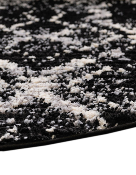 Black 3' x 3' Tucson Round Area Rug 100% Polyester Unique Modern Carpet for Dining Rooms, Living Room, Bedrooms, Office Space for Sale at Rug Engine