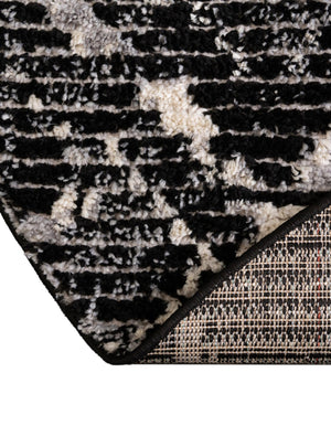 Black 3' x 3' Tucson Round Area Rug 100% Polyester Unique Modern Carpet for Dining Rooms, Living Room, Bedrooms, Office Space for Sale at Rug Engine