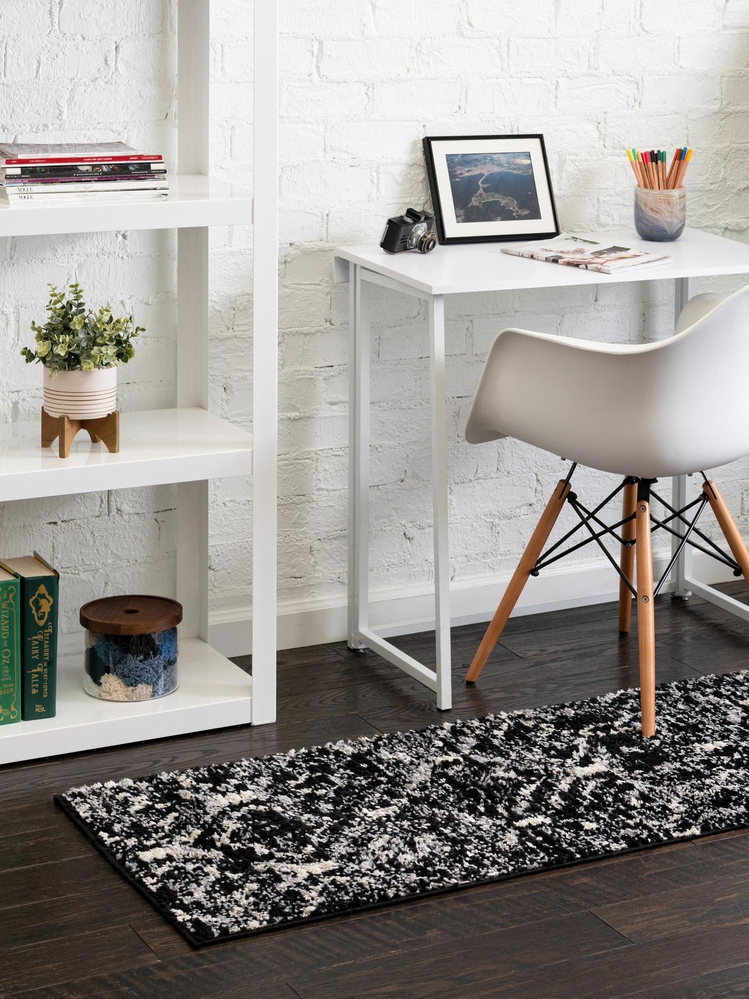 Black 2' x 8' Tucson Runner Area Rug 100% Polyester Unique Modern Carpet for Dining Rooms, Living Room, Bedrooms, Office Space for Sale at Rug Engine