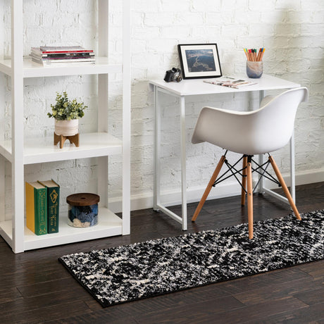 Black 2' x 8' Tucson Runner Area Rug 100% Polyester Unique Modern Carpet for Dining Rooms, Living Room, Bedrooms, Office Space for Sale at Rug Engine