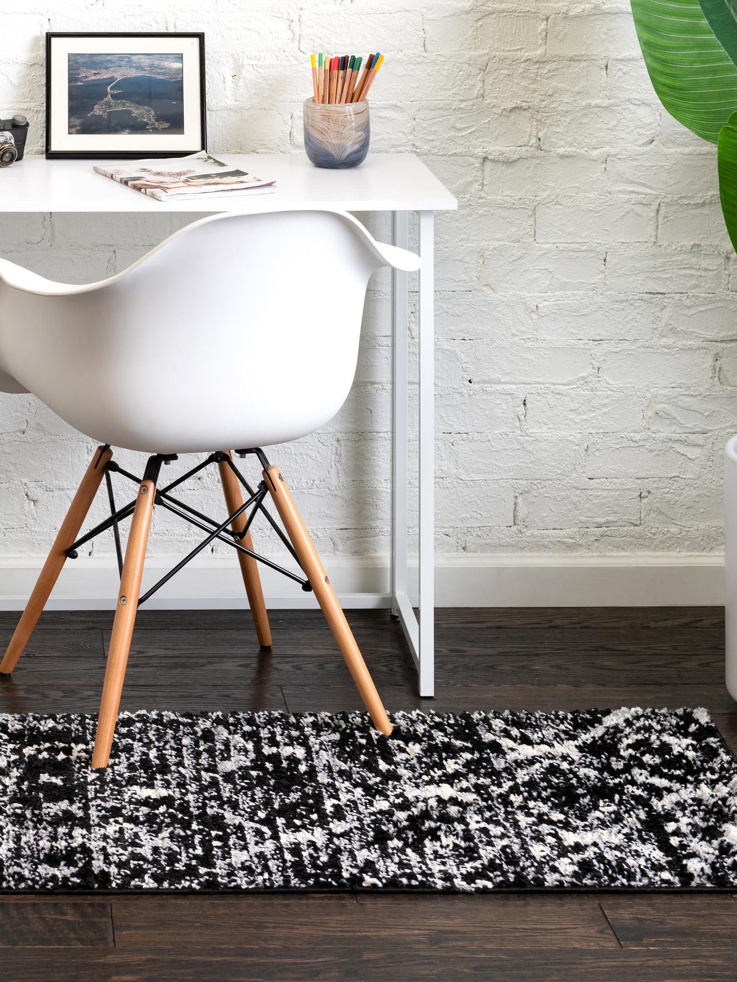 Black 2' x 6' Tucson Runner Area Rug 100% Polyester Unique Modern Carpet for Dining Rooms, Living Room, Bedrooms, Office Space for Sale at Rug Engine