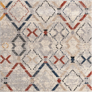 Multicolor 8' x 8' Tucson Square Area Rug 100% Polyester Unique Modern Carpet for Dining Rooms, Living Room, Bedrooms, Office Space for Sale at Rug Engine