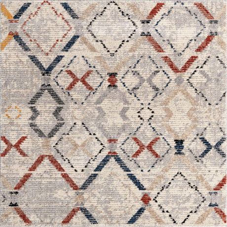 Multicolor 8' x 8' Tucson Square Area Rug 100% Polyester Unique Modern Carpet for Dining Rooms, Living Room, Bedrooms, Office Space for Sale at Rug Engine