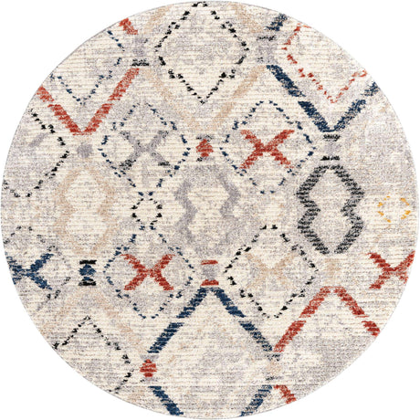 Multicolor 7' x 7' Tucson Round Area Rug 100% Polyester Unique Modern Carpet for Dining Rooms, Living Room, Bedrooms, Office Space for Sale at Rug Engine