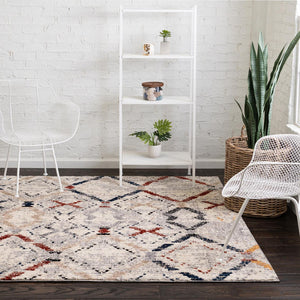 Multicolor 8' x 8' Tucson Square Area Rug 100% Polyester Unique Modern Carpet for Dining Rooms, Living Room, Bedrooms, Office Space for Sale at Rug Engine