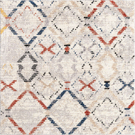 Multicolor 6' x 6' Tucson Square Area Rug 100% Polyester Unique Modern Carpet for Dining Rooms, Living Room, Bedrooms, Office Space for Sale at Rug Engine