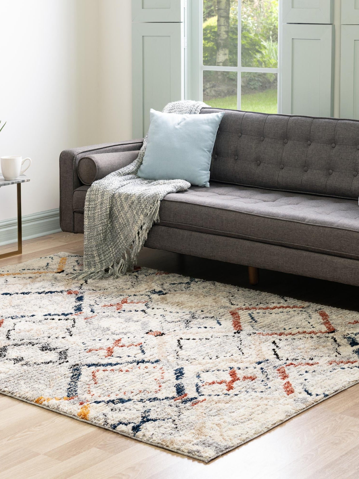 Multicolor 4' x 6' Tucson Rectangle Area Rug 100% Polyester Unique Modern Carpet for Dining Rooms, Living Room, Bedrooms, Office Space for Sale at Rug Engine