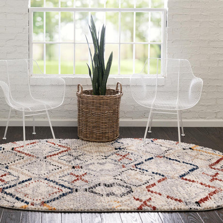 Multicolor 8' x 10' Tucson Oval Area Rug 100% Polyester Unique Modern Carpet for Dining Rooms, Living Room, Bedrooms, Office Space for Sale at Rug Engine