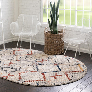 Multicolor 8' x 10' Tucson Oval Area Rug 100% Polyester Unique Modern Carpet for Dining Rooms, Living Room, Bedrooms, Office Space for Sale at Rug Engine