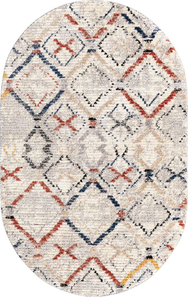 Multicolor 5' x 8' Tucson Oval Area Rug 100% Polyester Unique Modern Carpet for Dining Rooms, Living Room, Bedrooms, Office Space for Sale at Rug Engine