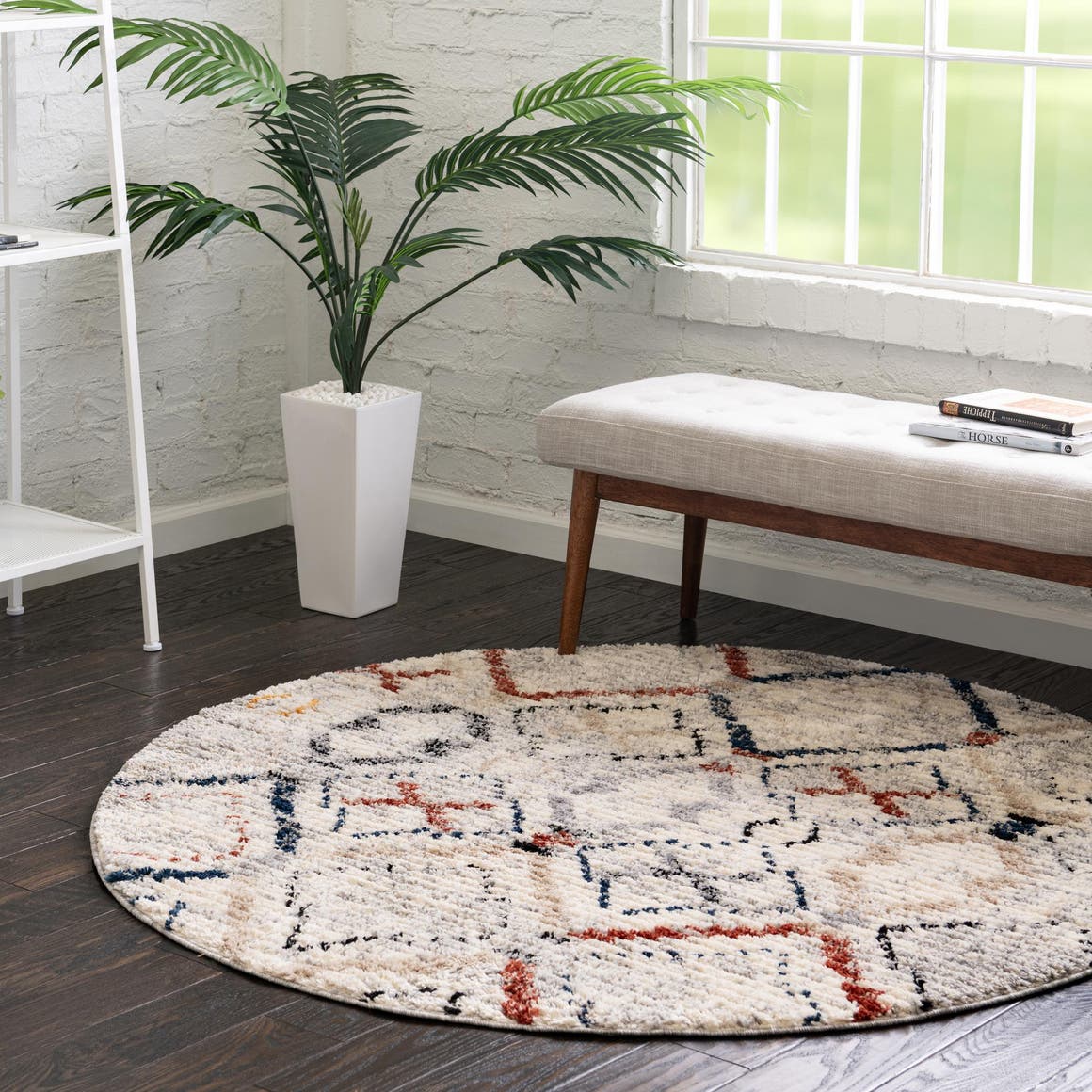 Multicolor 5' x 5' Tucson Round Area Rug 100% Polyester Unique Modern Carpet for Dining Rooms, Living Room, Bedrooms, Office Space for Sale at Rug Engine