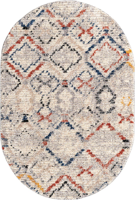Multicolor 4' x 6' Tucson Oval Area Rug 100% Polyester Unique Modern Carpet for Dining Rooms, Living Room, Bedrooms, Office Space for Sale at Rug Engine