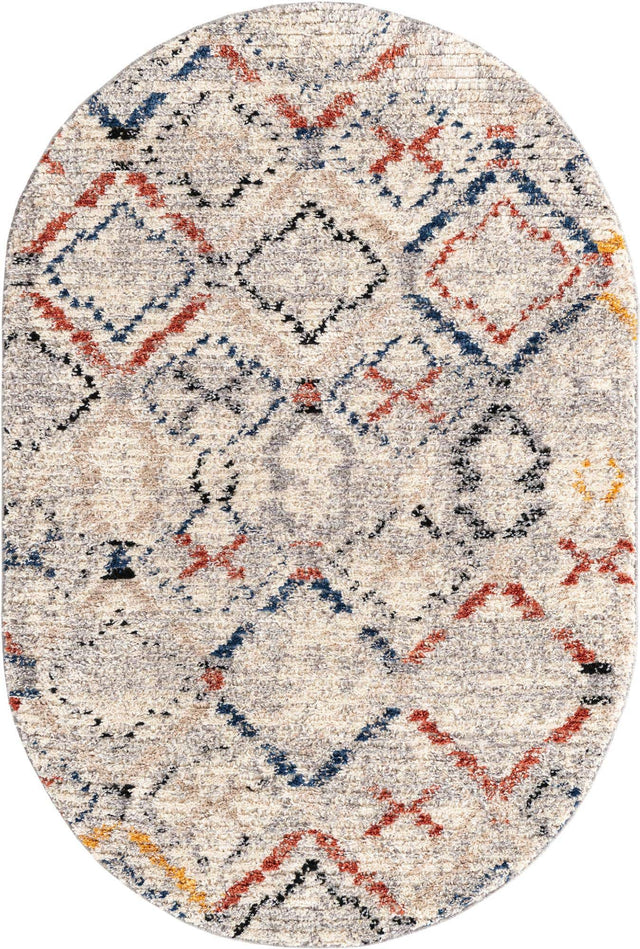 Multicolor 4' x 6' Tucson Oval Area Rug 100% Polyester Unique Modern Carpet for Dining Rooms, Living Room, Bedrooms, Office Space for Sale at Rug Engine