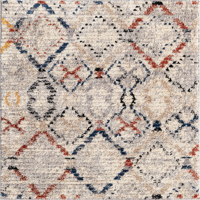 Multicolor 4' x 4' Tucson Square Area Rug 100% Polyester Unique Modern Carpet for Dining Rooms, Living Room, Bedrooms, Office Space for Sale at Rug Engine