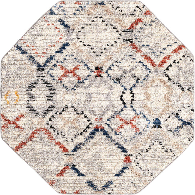 Multicolor 4' x 4' Tucson Octagon Area Rug 100% Polyester Unique Modern Carpet for Dining Rooms, Living Room, Bedrooms, Office Space for Sale at Rug Engine
