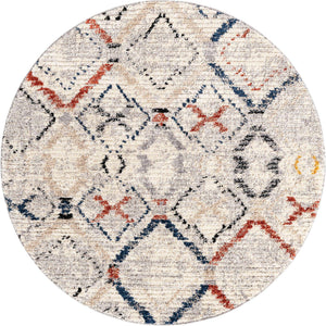 Multicolor 3' x 3' Tucson Round Area Rug 100% Polyester Unique Modern Carpet for Dining Rooms, Living Room, Bedrooms, Office Space for Sale at Rug Engine