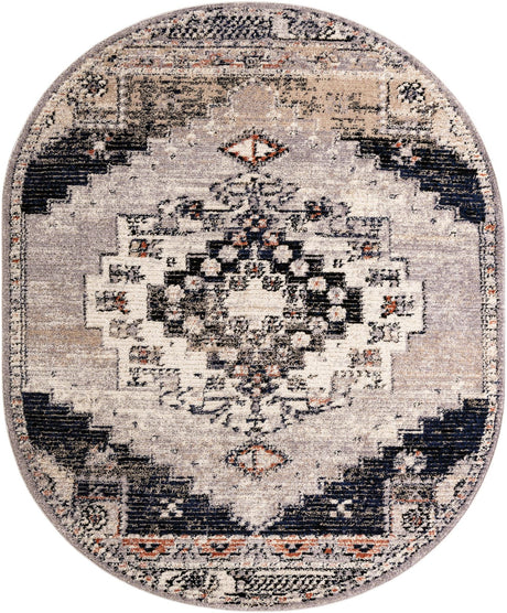 Gray 8' x 10' Tucson Oval Area Rug 100% Polyester Unique Modern Carpet for Dining Rooms, Living Room, Bedrooms, Office Space for Sale at Rug Engine