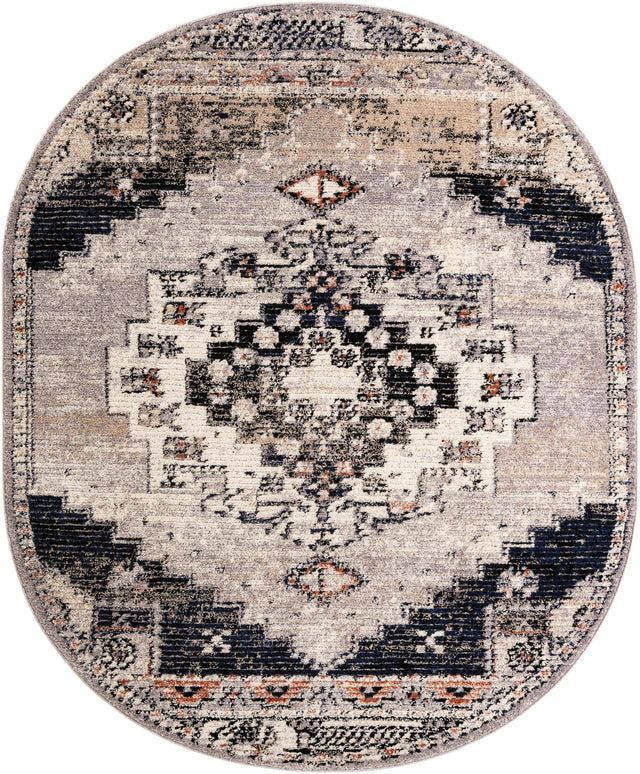 Gray 8' x 10' Tucson Oval Area Rug 100% Polyester Unique Modern Carpet for Dining Rooms, Living Room, Bedrooms, Office Space for Sale at Rug Engine