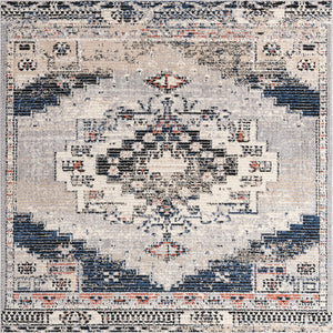 Gray 8' x 8' Tucson Square Area Rug 100% Polyester Unique Modern Carpet for Dining Rooms, Living Room, Bedrooms, Office Space for Sale at Rug Engine