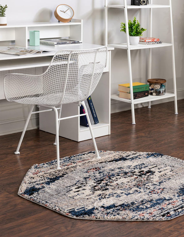 Gray 7' x 7' Tucson Octagon Area Rug 100% Polyester Unique Modern Carpet for Dining Rooms, Living Room, Bedrooms, Office Space for Sale at Rug Engine