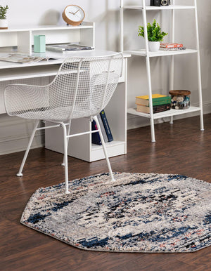 Gray 4' x 4' Tucson Octagon Area Rug 100% Polyester Unique Modern Carpet for Dining Rooms, Living Room, Bedrooms, Office Space for Sale at Rug Engine