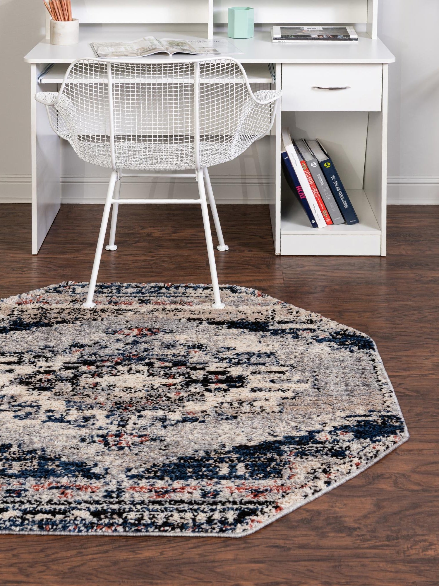 Gray 7' x 7' Tucson Octagon Area Rug 100% Polyester Unique Modern Carpet for Dining Rooms, Living Room, Bedrooms, Office Space for Sale at Rug Engine