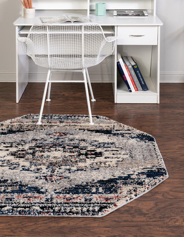 Gray 7' x 7' Tucson Octagon Area Rug 100% Polyester Unique Modern Carpet for Dining Rooms, Living Room, Bedrooms, Office Space for Sale at Rug Engine